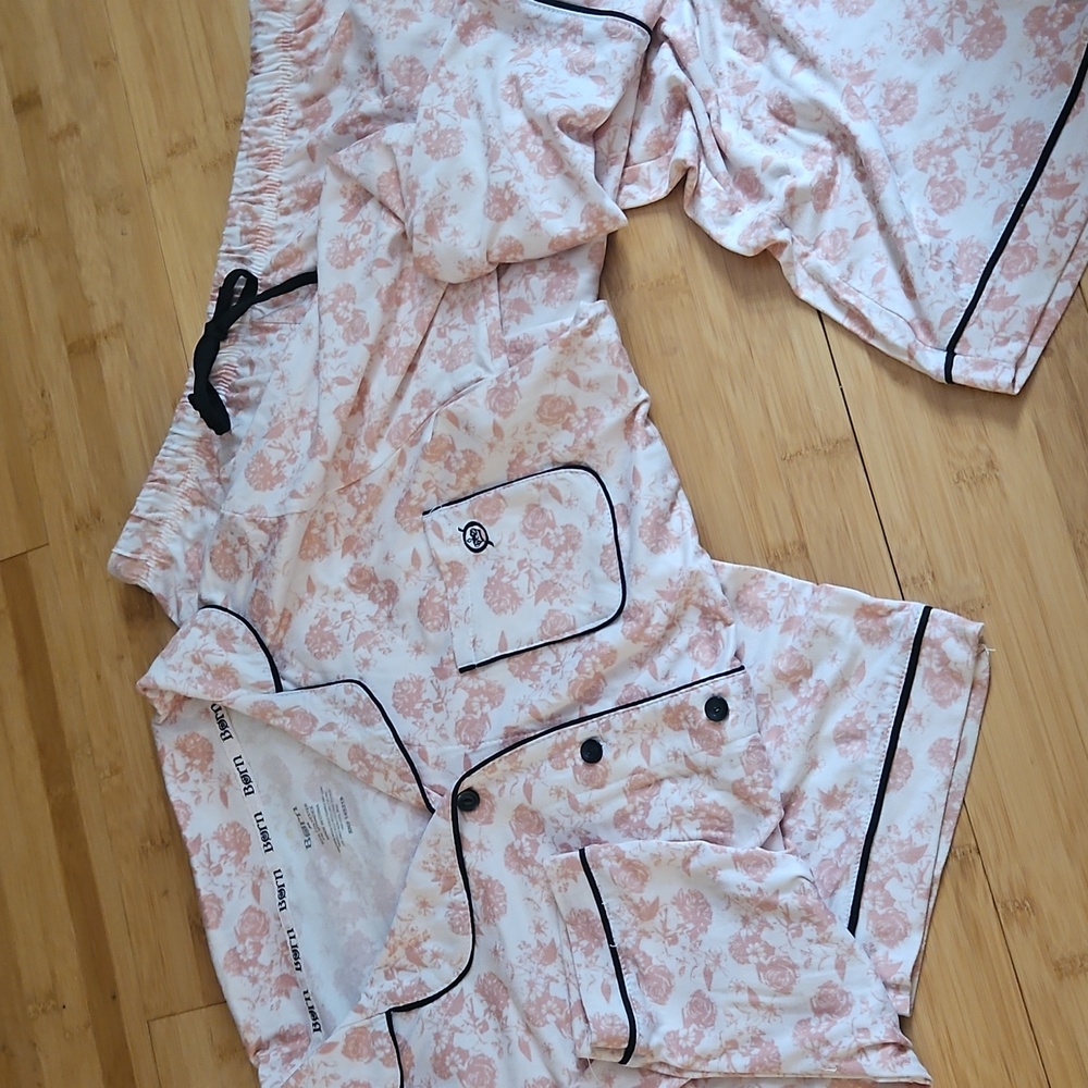 Born Pretty Pink Roses Two Peice Set  Pajamas